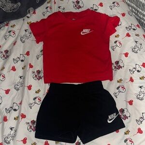Nike Kids Red Tee and Black Shorts Set